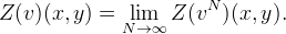 Z(v)(x,y) = \lim_{N\rightarrow\infty} Z(v^N)(x,y).