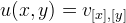 u(x,y) = v_{[x],[y]}