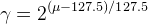 \gamma=2^{(\mu-127.5)/127.5}